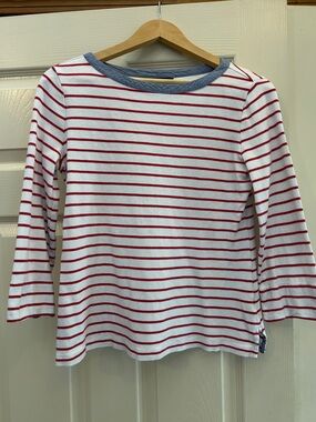 Nautica Women’s Red & White Striped Long-Sleeve Top
